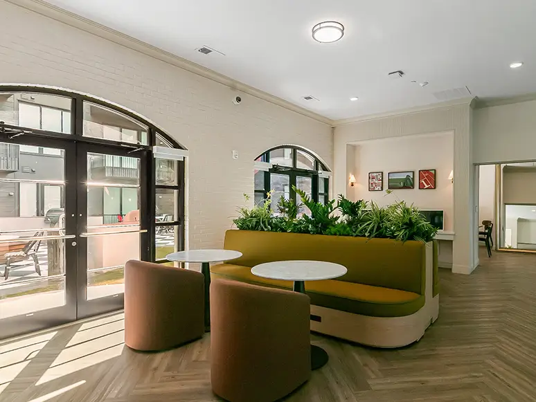 booth seating with view of windows