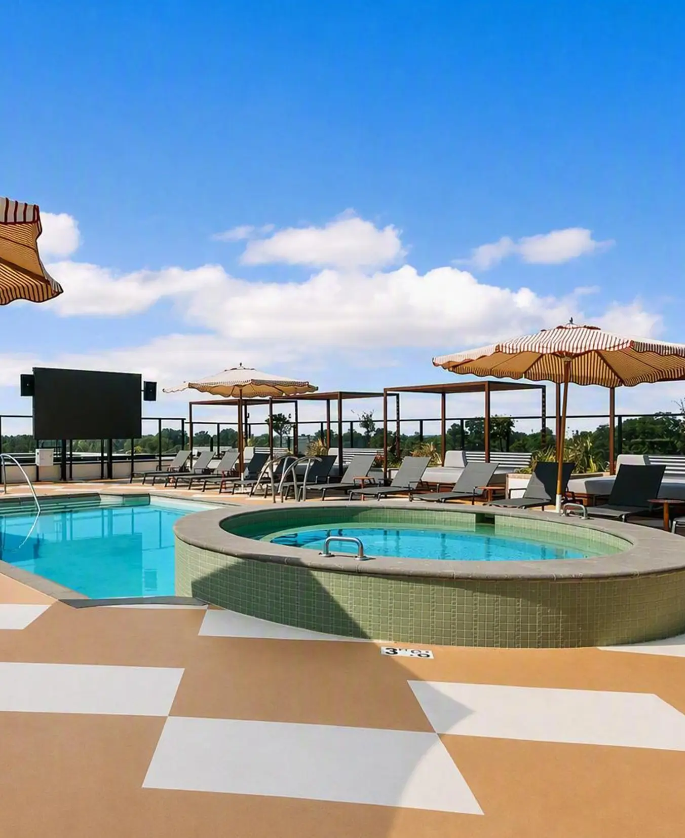 Relax at the only rooftop pool in Tuscaloosa.